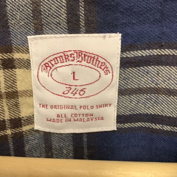 Brooks Brothers Navy Ivory Plaid Cotton Flannel Button Down Shirt Size Large - Picture 6 of 11